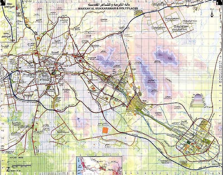 خريطة تفصيلية لطرق مكة